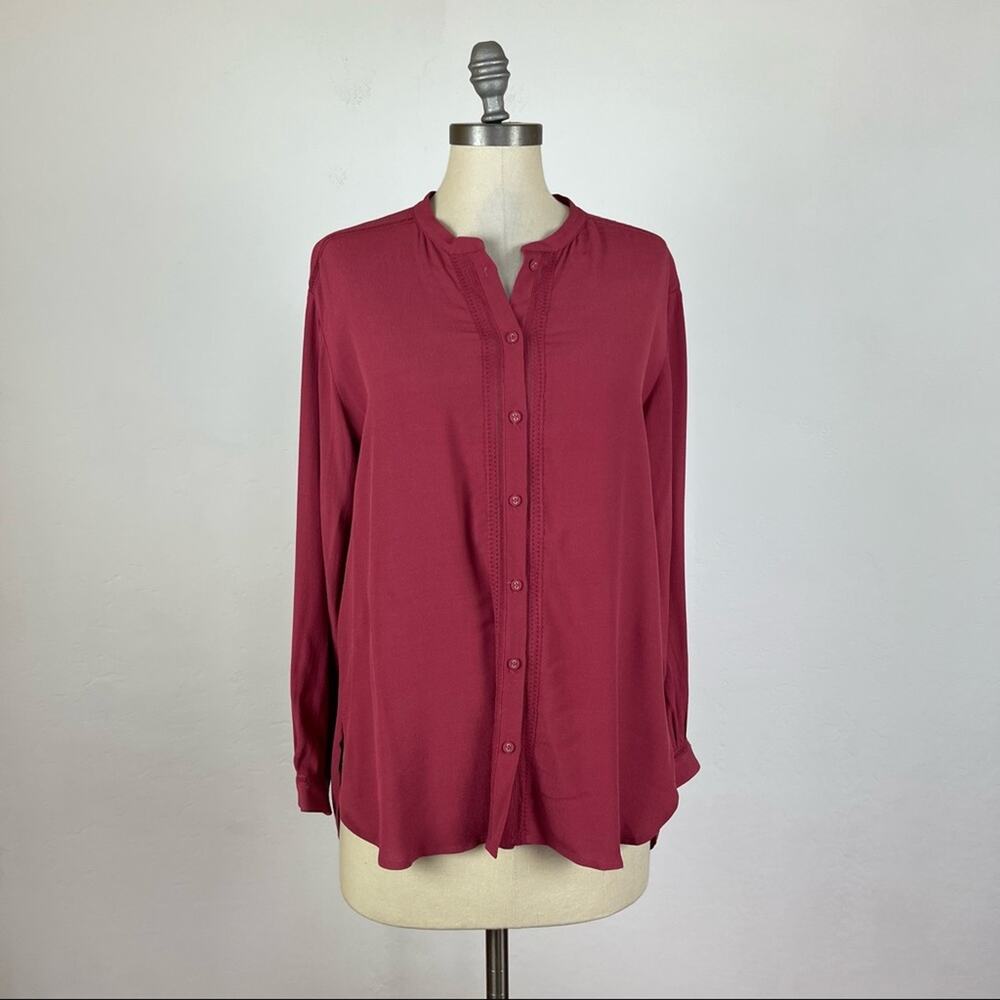 Comptior Des Cotonniers Maroon Button Front Top